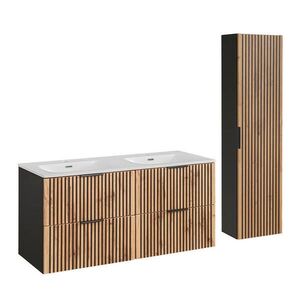 Petits-meubles KOUPELNOVÝ NÁBYTEK 120.4cm Gaia 2er-Set Dubové dřevo a černá barva obraz
