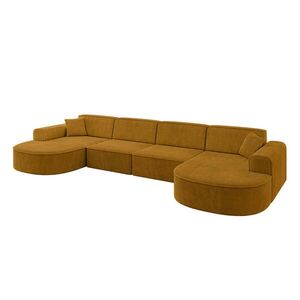 ALTDECOR SEDACÍ SOUPRAVA MARI-U2 – 388 × 171 × 79 cm, hořčicově žlutý manšestr obraz