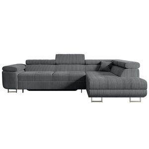 ALTDECOR ROHOVÁ SEDACÍ SOUPRAVA s funkcí lůžka a úložným prostorem GUSA-L 272x202x107 cm šedá manšestr obraz