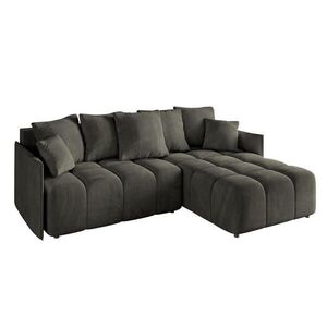 ALTDECOR ROHOVÁ SEDACÍ SOUPRAVA s otomanem vpravo LONLI-L 251x189x68 černý velur obraz