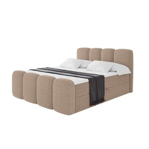 ALTDECOR AMERICKÁ postel s matrací H4 a lamelovým roštem – NINA-Z – 200 x 200 cm – tmavě béžová obraz