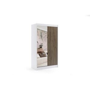 ALTDECOR ŠATNÍ SKŘÍŇ VILAN s zrcadlem – 120 cm – bílá | dub wotan obraz