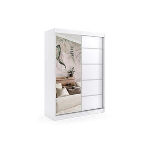 ALTDECOR ŠATNÍ SKŘÍŇ s zrcadlovými posuvnými dveřmi a hliníkovými lamelami – MAKI – 120 cm, bílá obraz
