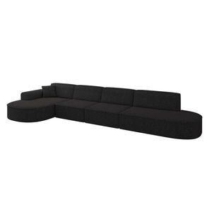 ALTDECOR ROHOVÁ SEDACÍ SOUPRAVA s otomanem vlevo MARI-L3 – 413 × 171 × 79 cm, černá tkanina obraz