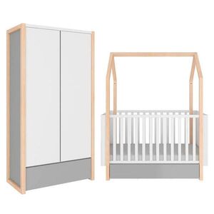 Petits-meubles POKOJ PRO MIMINKO 2DÍLNÝ Bílá a šedá obraz