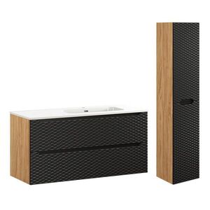 Petits-meubles KOUPELNOVÝ NÁBYTEK 120cm Elora 2er-Set Černá a dřevěná obraz