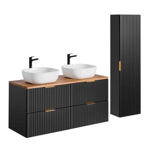 Petits-meubles KOUPELNOVÝ NÁBYTEK 120.8cm Adriel 2er-Set Černá obraz