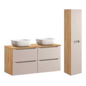 Petits-meubles KOUPELNOVÝ NÁBYTEK 120cm Elora 2er-Set Béžová a dřevo obraz