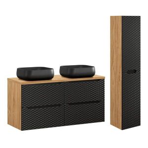Petits-meubles KOUPELNOVÝ NÁBYTEK 120cm Elora 2er-Set Černá a dřevěná obraz