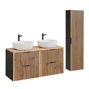 Petits-meubles KOUPELNOVÝ NÁBYTEK 120.6cm Gaia 2er-Set Dubové dřevo a černá barva obraz