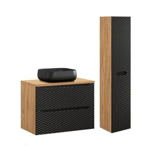 Petits-meubles KOUPELNOVÝ NÁBYTEK 80cm Elora 2er-Set Černá a dřevěná obraz