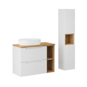 Petits-meubles KOUPELNOVÝ NÁBYTEK 80.4cm Riva 2er-Set Bílá a dřevo obraz