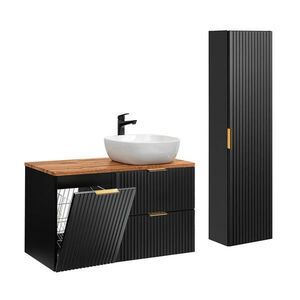 Petits-meubles KOUPELNOVÝ NÁBYTEK 100.8cm Adriel 2er-Set Černá a dřevo obraz