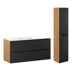 Petits-meubles KOUPELNOVÝ NÁBYTEK 120cm Elora 2er-Set Černá a dřevěná obraz
