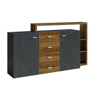 Petits-meubles SIDEBOARD Ilyes Šedá a dřevo obraz