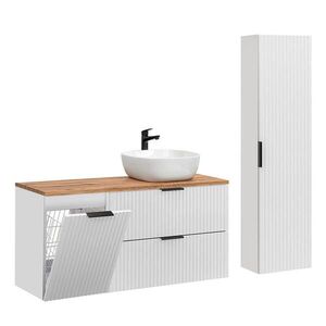 Petits-meubles KOUPELNOVÝ NÁBYTEK 120.8cm Adriel 2er-Set Bílá a dřevo obraz