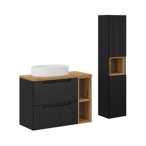 Petits-meubles KOUPELNOVÝ NÁBYTEK 80.4cm Riva 2er-Set Černá a dřevěná obraz