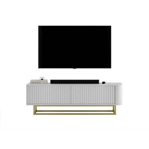 Meble Lindner TV STOLEK Aurora bílý matný 140 cm s kovovým rámem obraz