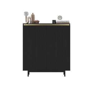 Meble Lindner KOMODA Selene 2D matná černá 111 cm s kovovým rámem obraz