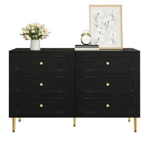 STILVORA KUCHYŇSKÁ SKŘÍŇ černá se 6 zásuvkami, 120×40×75 cm, do obývacího pokoje a ložnice obraz