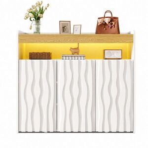 STILVORA BÍLÁ SKŘÍŇ NA BOTY s LED osvětlením, 3 dvířka, předsíň, 105x35x90, 5 cm obraz