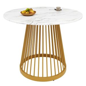 FLIEKS JÍDELNÍ STŮL kulatý 80cm mramor MDF zlaté nohy obraz
