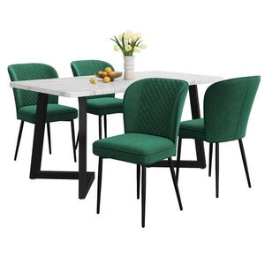 FLIEKS JÍDELNÍ SET 4 Židle Bílý Zelený 117x68cm obraz