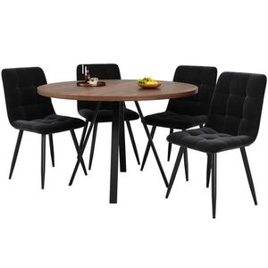 FLIEKS JÍDELNÍ SET 5D 80x80cm Ořech Černé sametové židle obraz