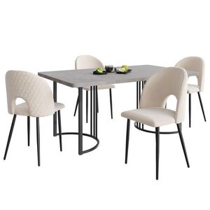 FLIEKS JÍDELNÍ SET MDF 4 Židle Šedý Béžový 140x80cm obraz