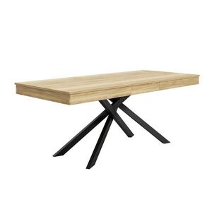 Urban Meuble JÍDELNÍ STŮL rozkládací 140-180 cm dekor dub MDF s kovovými křížovými nohami obraz