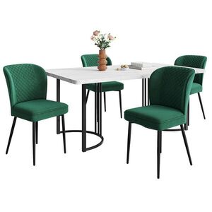 FLIEKS JÍDELNÍ SET 4 Židle Bílý Zelený 140x80cm obraz