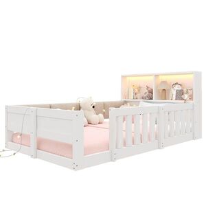 FLIEKS DĚTSKÁ POSTEL 90x200 Dřevěná Zábrana LED Bílá obraz