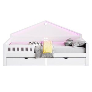 FLIEKS DĚTSKÁ POSTEL 90x200cm LED Zásuvky Bílá obraz