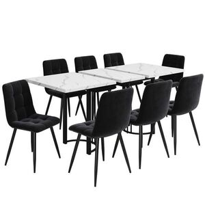 FLIEKS JÍDELNÍ SET 9D Rozkládací 140x80cm 8 Samet židlí obraz