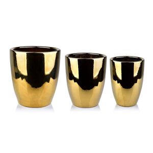 Mondex OBALY NA KVĚTINÁČE NEVA GOLD, 3dílná, keramika, stříbrná, 39/39/42cm 32/32/38, 5cm 26/26/35cm obraz