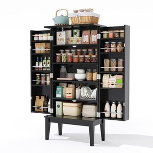 STILVORA KUCHYŇSKÁ SKŘÍŇ černá se 2dveřovým úložným prostorem do kuchyně, obývacího pokoje a předsíně, 59 × 30 × 120 cm obraz