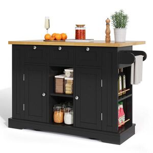 SHOPENTRA RUSTIKÁLNÍ kuchyňský ostrůvek 132 cm se zásuvkou a skládací deskou obraz
