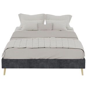 SHOPENTRA RÁM postele 140/200 cm, šedý, velur, bez čela postele obraz