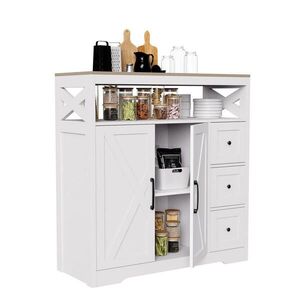 EuroLiving PŘÍBORNÍK MDF, 3 zásuvky, 2 dveře, 100 cm, bílá a dřevo obraz