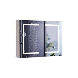 ZRCADLOVÁ skříňka 80 cm s LED, dvoukřídlé dveře, bílá obraz