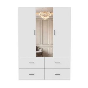 SHOPENTRA SKŘÍŇ 130 cm bílá se zrcadlem a LED osvětlením, 4 zásuvky, dostatek úložného prostoru obraz