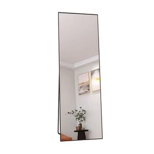 SHOPENTRA STOJACÍ zrcadlo 60x165cm Černý hliníkový rám Obdélníkové Volně stojící obraz
