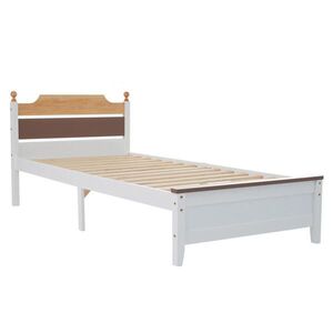 OKWISH JEDNOLŮŽKO 90/200 cm bílé z masivu a MDF s kontrastním čelem obraz