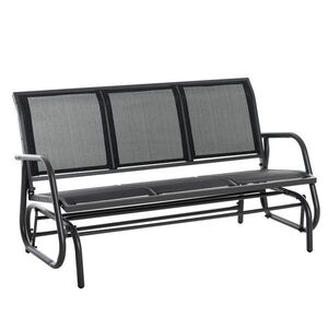 OKWISH ZAHRADNÍ houpací lavice 147/75/85 cm černá z kovu pro 3 osoby obraz