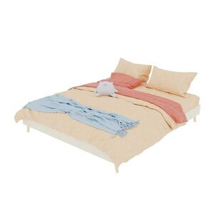 OKWISH POSTEL 160/200 cm béžová z látky a kovu s pevným rámem v moderním stylu obraz