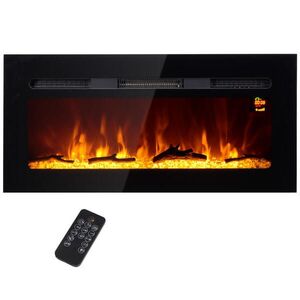 HOMCOM ELEKTRICKÝ KRB s LED efektem plamenů, 1800 W nástěnný krb s krystaly, ve 3 barvách obraz