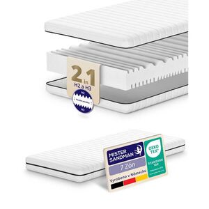 Mister Sandman MATRACE 200/200 H2 H3 – oboustranná matrace – výška 15cm – 7zónová matrace ze studené pěny – pratelný potah obraz