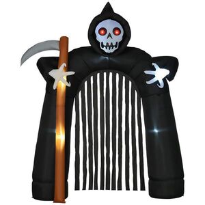 HOMCOM 2, 85 m velká halloweenská zahradní dekorace Smrtka, samonafukovací, s LED osvětlením obraz