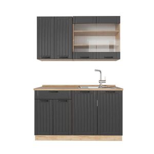 Vicco JEDNOTKOVÁ KUCHYNĚ Fame-Line Tmavě šedá 140 cm , PD Dub obraz