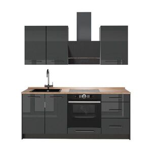 Vicco JEDNOTKOVÁ KUCHYNĚ Fame-Line, Antracitový vysoký lesk/Antracit, 190 cm, PD Dub obraz